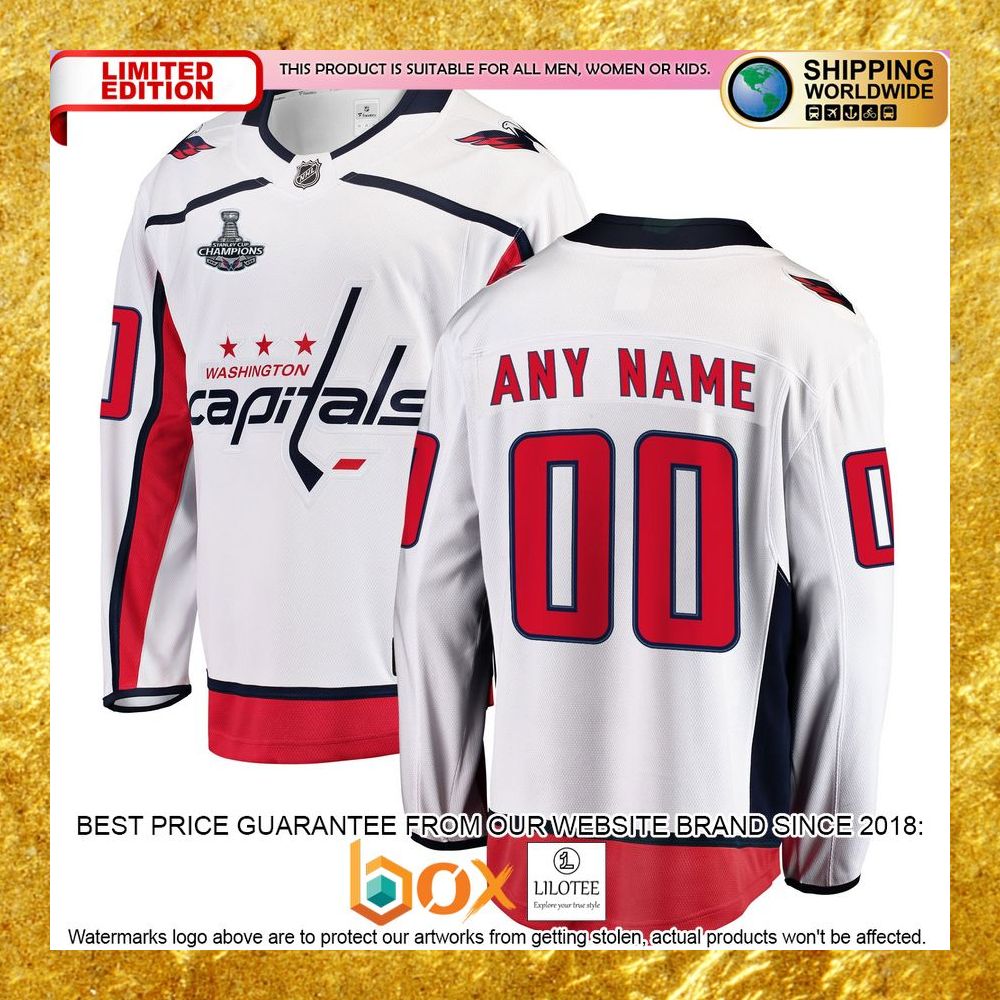 NEW Personalized Washington Capitals 2018 Stanley Cup Champions Away White Hockey Jersey 18