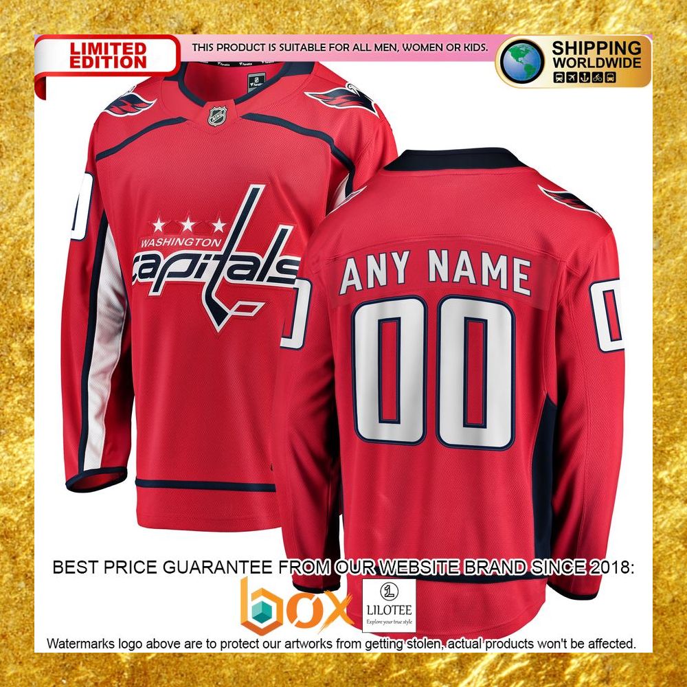 NEW Personalized Washington Capitals Home Red Hockey Jersey 8