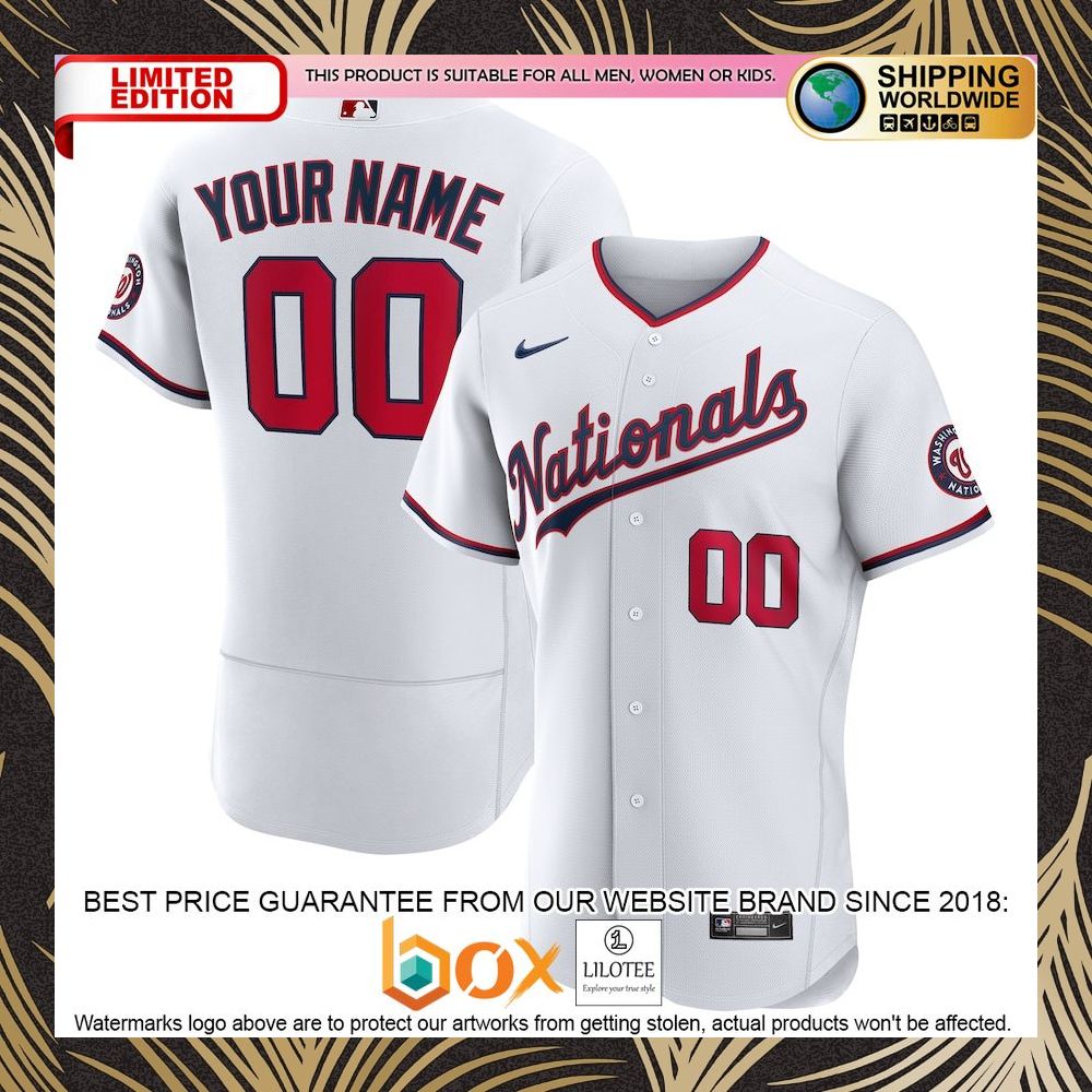 NEW Personalized Washington Nationals Official Authentic White Baseball Jersey 4