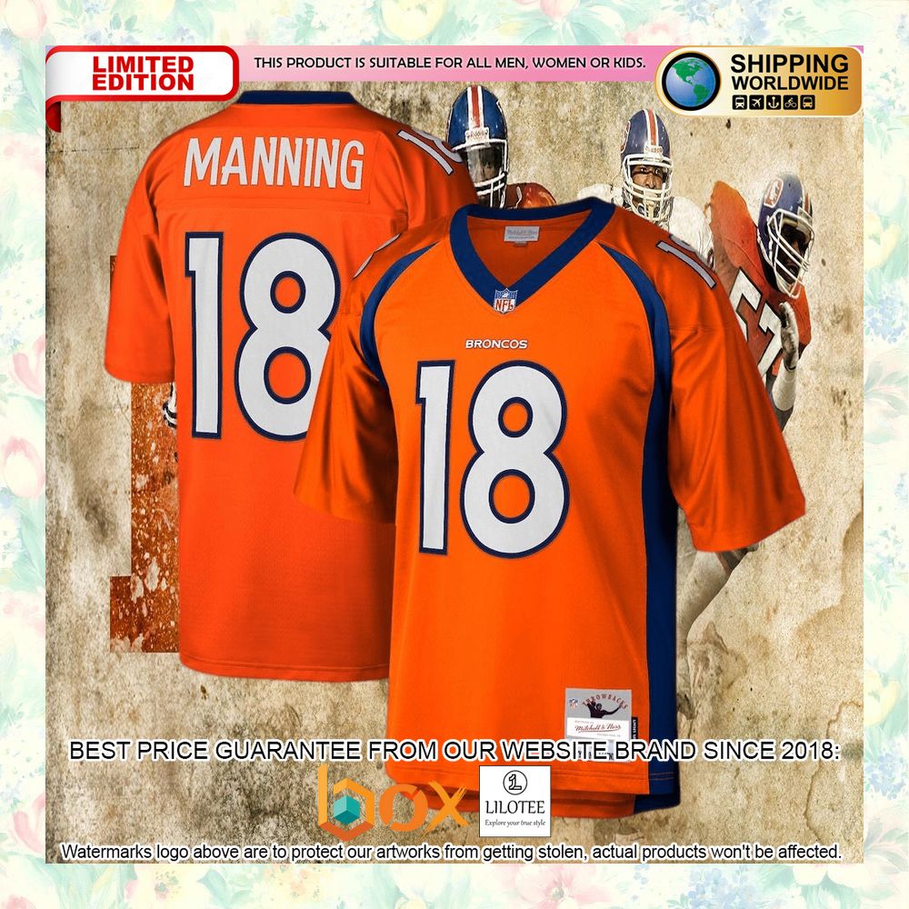 BEST Peyton Manning Denver Broncos Mitchell & Ness 2015 Legacy Replica Orange Football Jersey 4