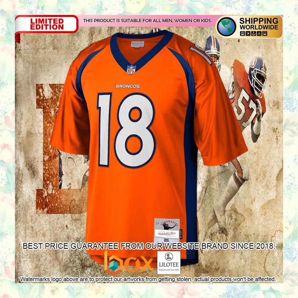BEST Peyton Manning Denver Broncos Mitchell & Ness 2015 Legacy Replica Orange Football Jersey 5