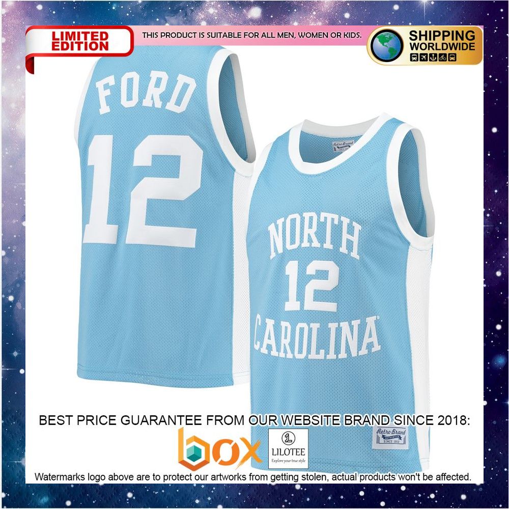 NEW Phil Ford North Carolina Tar Heels Original Retro Brand Commemorative Classic Carolina Blue Basketball Jersey 1