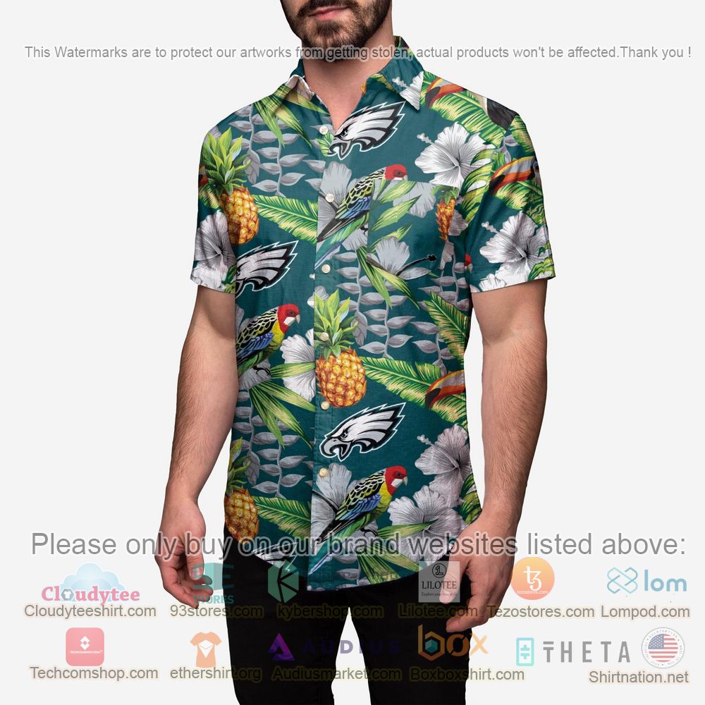 HOT Philadelphia Eagles Floral Button-Up Hawaii Shirt 2