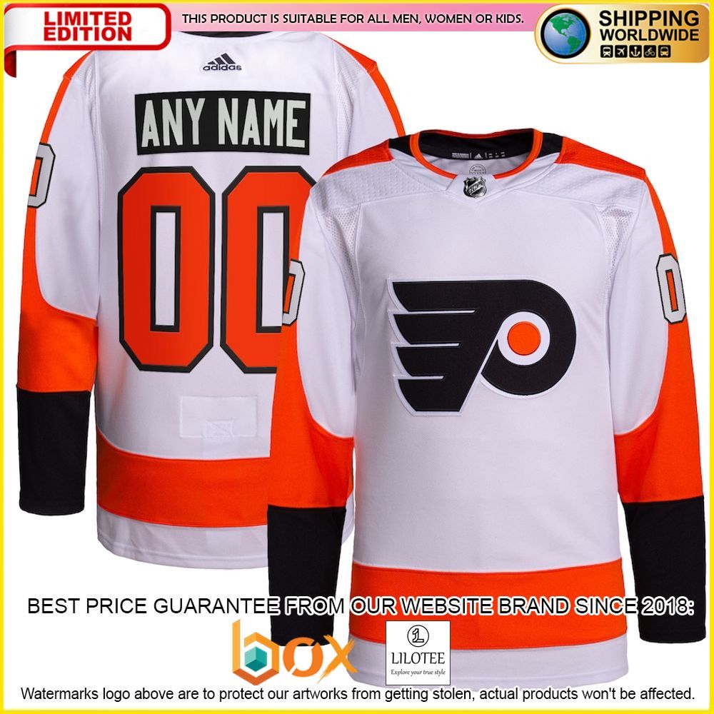 NEW Philadelphia Flyers Adidas Away Pro Custom White Premium Hockey Jersey 1