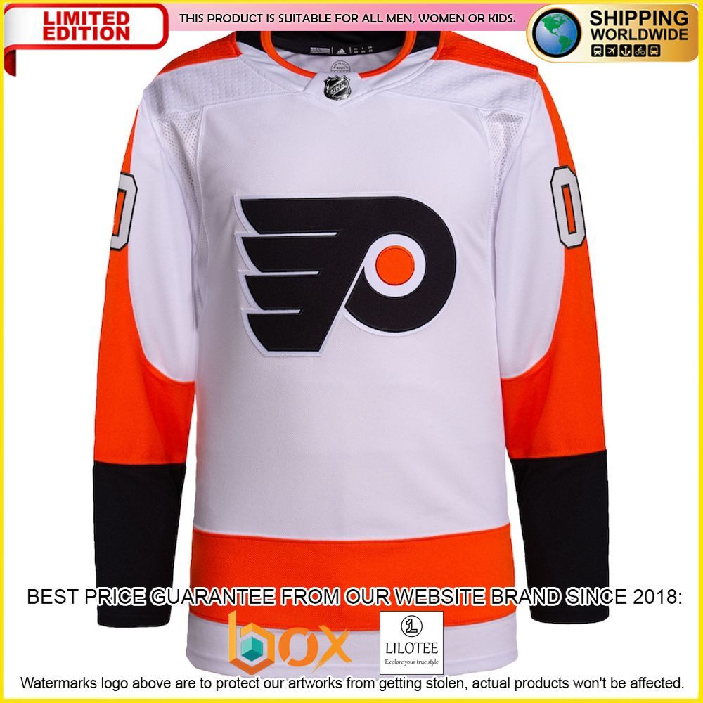 NEW Philadelphia Flyers Adidas Away Pro Custom White Premium Hockey Jersey 2