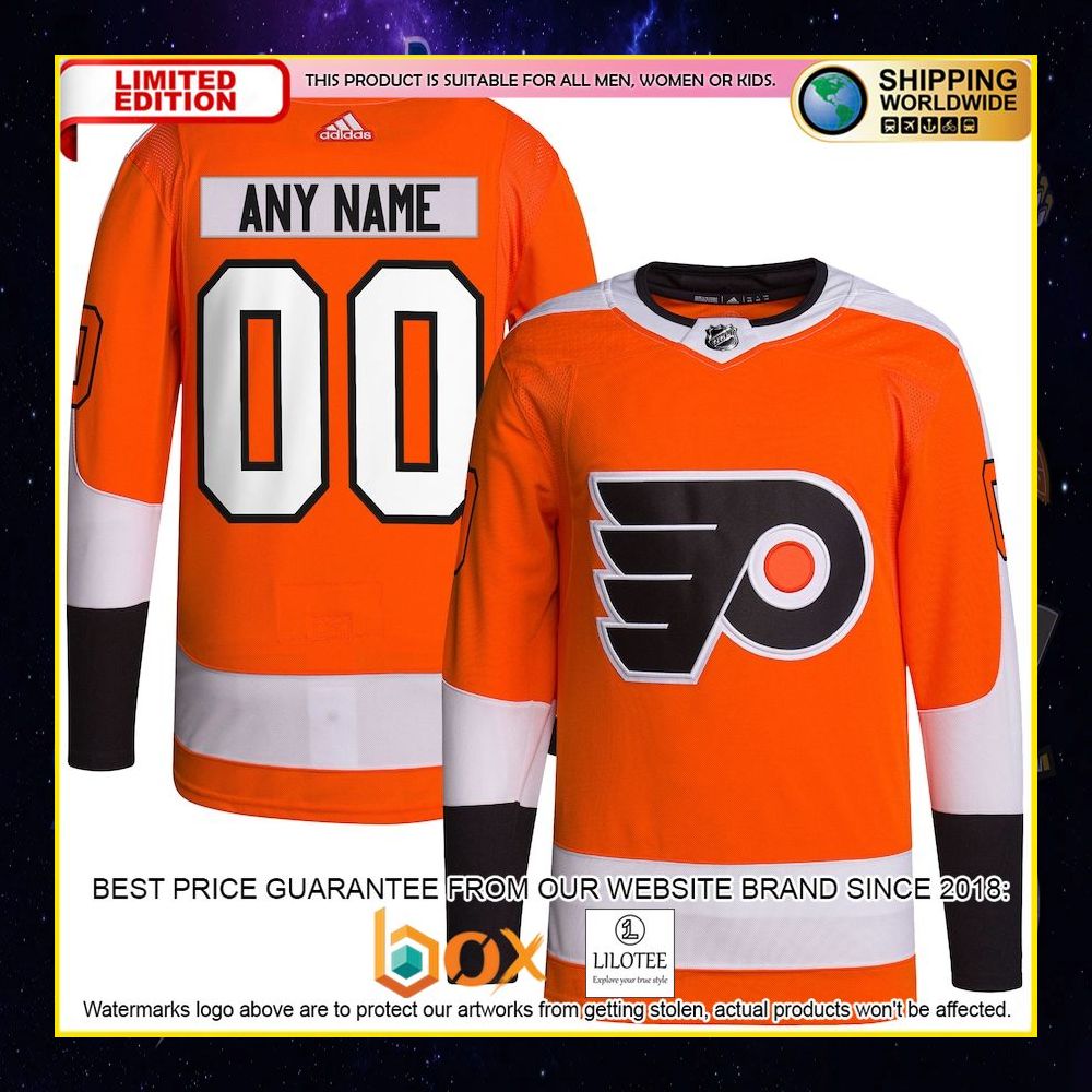 NEW Philadelphia Flyers Adidas Away Pro Custom White Premium Hockey Jersey 16