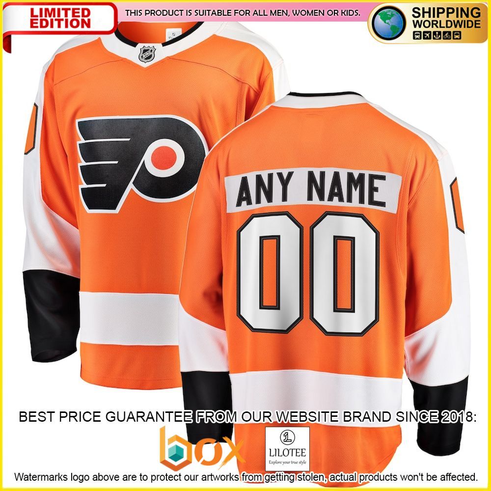 NEW Philadelphia Flyers Fanatics Branded Home Custom Orange Premium Hockey Jersey 1