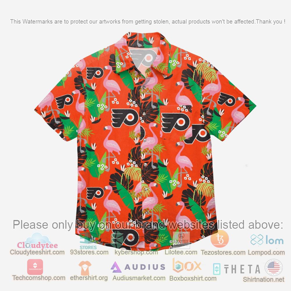 HOT Philadelphia Flyers Floral Button-Up Hawaii Shirt 1