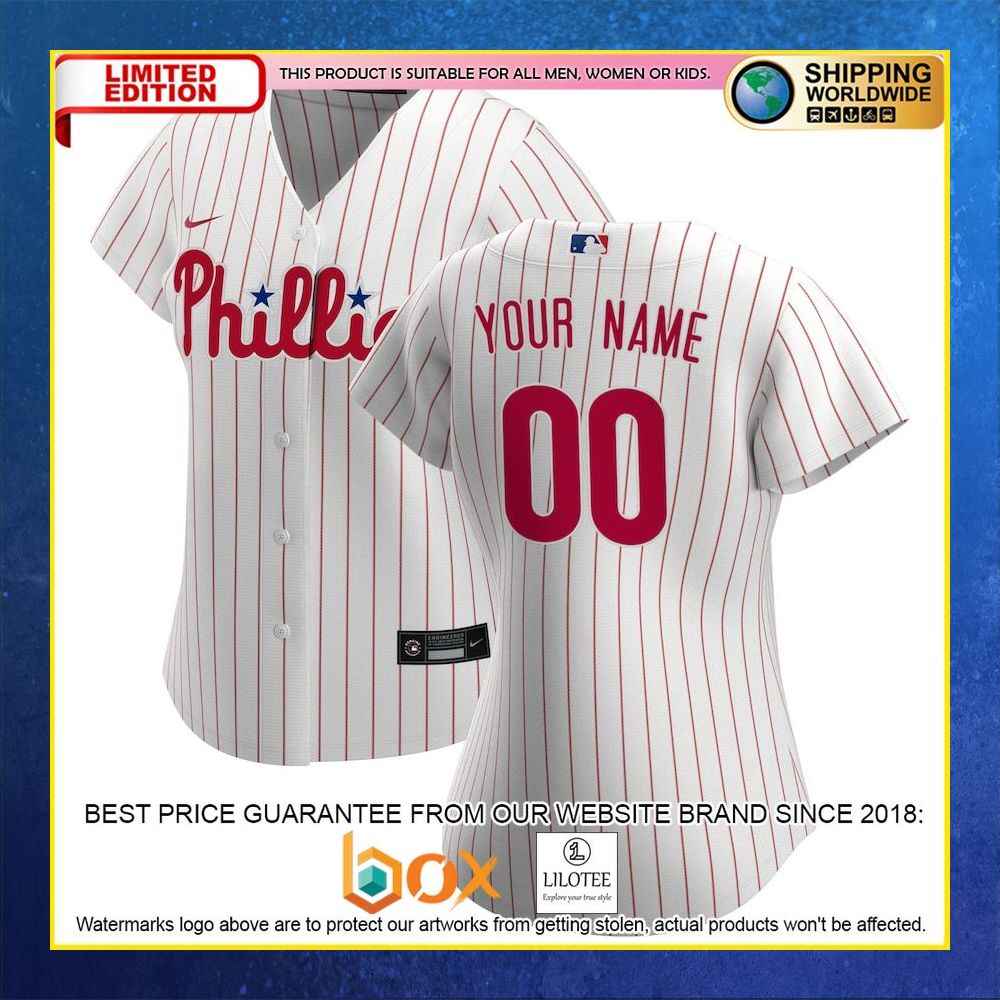 HOT Philadelphia Phillies Women's Custom Name Number White Baseball Jersey Shirt 4