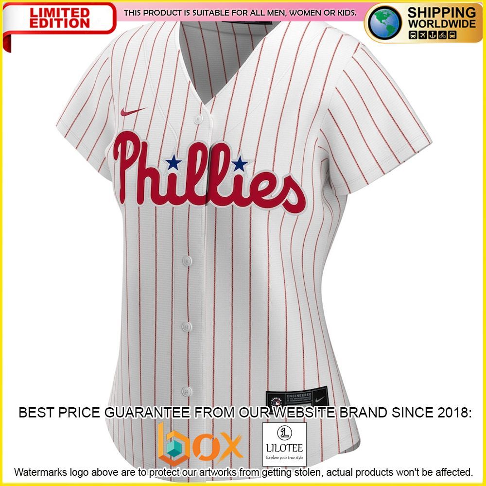 HOT Philadelphia Phillies Women's Custom Name Number White Baseball Jersey Shirt 2