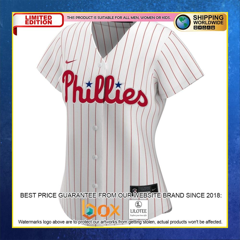 HOT Philadelphia Phillies Women's Custom Name Number White Baseball Jersey Shirt 5