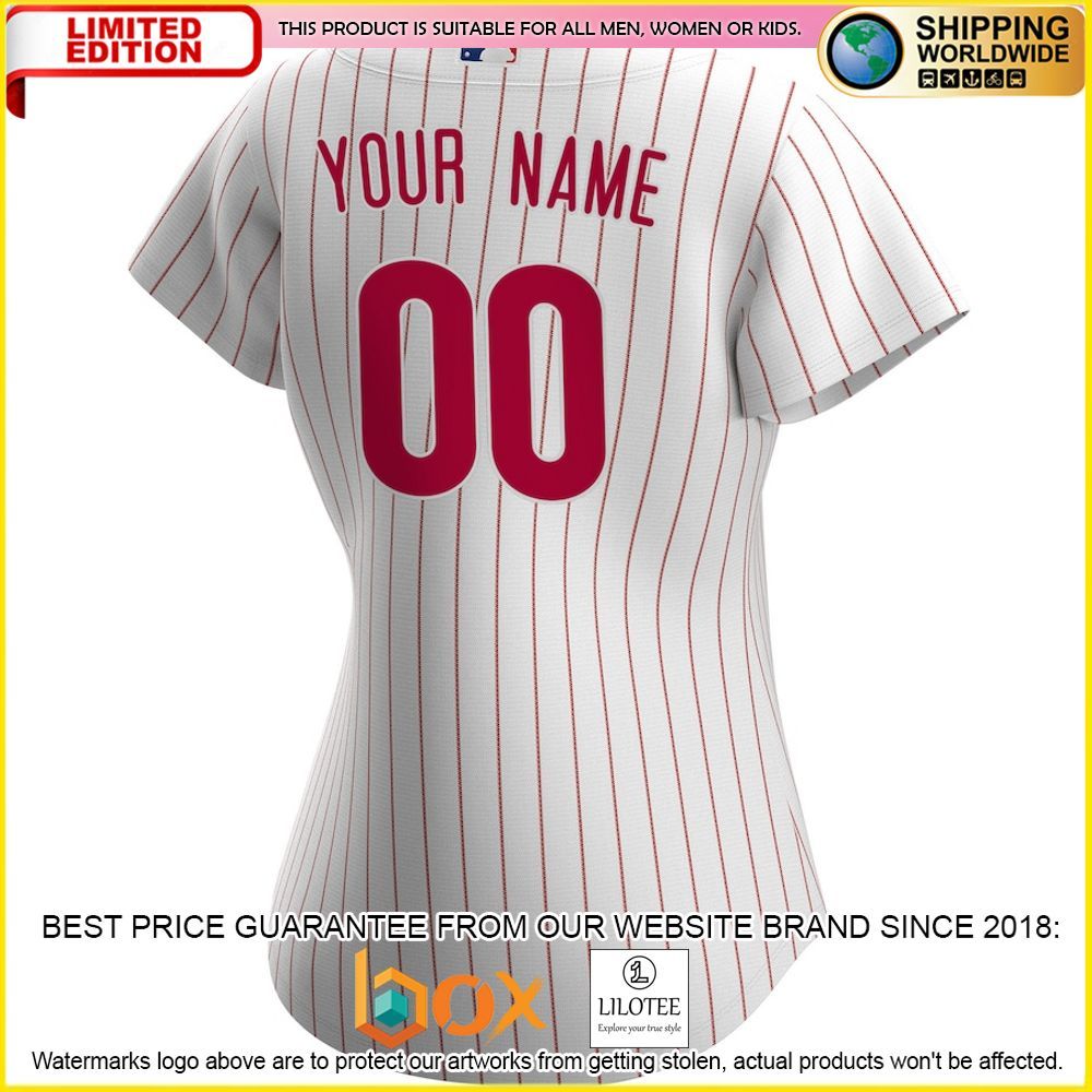 HOT Philadelphia Phillies Women's Custom Name Number White Baseball Jersey Shirt 3