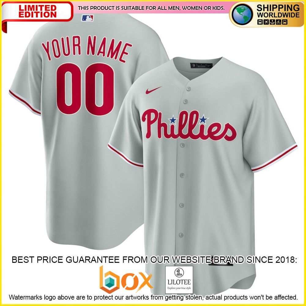 HOT Philadelphia Phillies Custom Name Number Gray Baseball Jersey Shirt 1