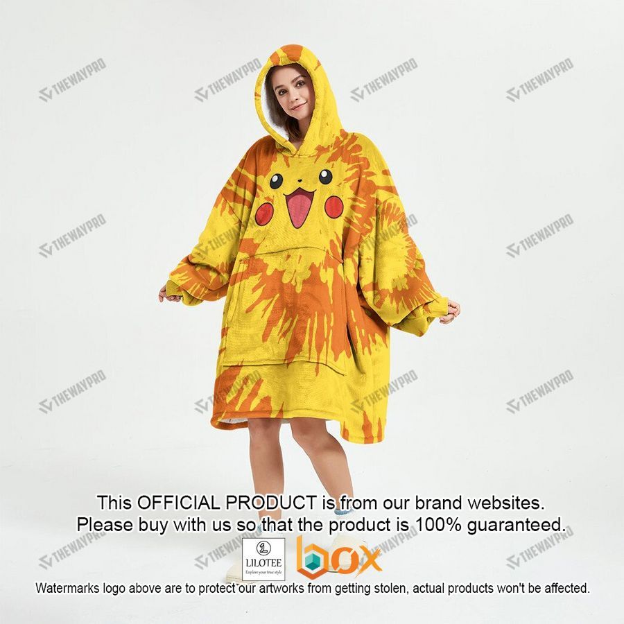 BEST Pikachu Tie Dye Face Oodie Blanket Hoodie 2