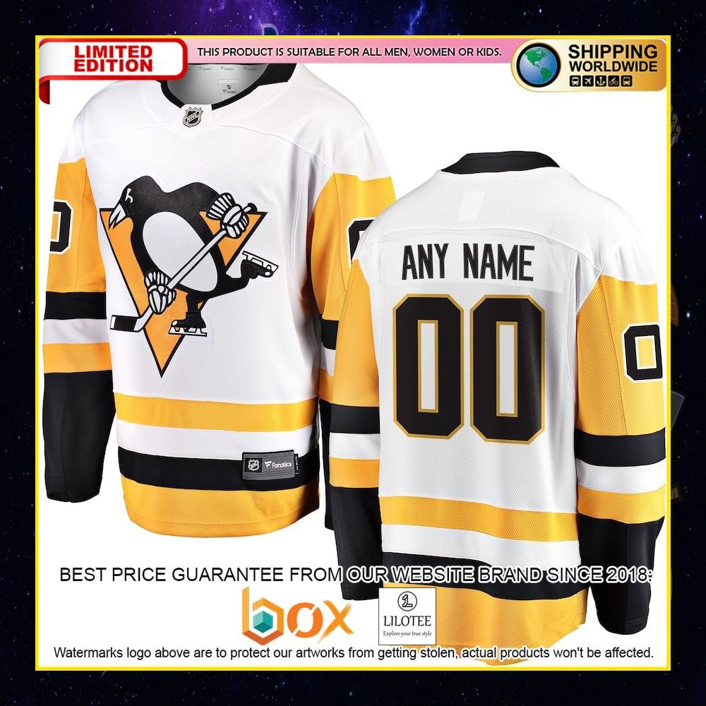NEW Pittsburgh Penguins Fanatics Branded Away Custom White Premium Hockey Jersey 4