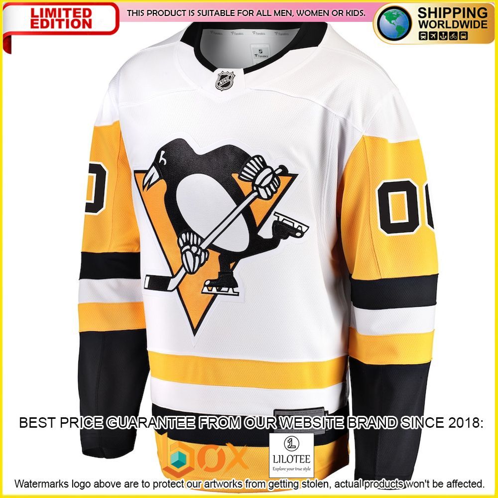 NEW Pittsburgh Penguins Fanatics Branded Away Custom White Premium Hockey Jersey 2