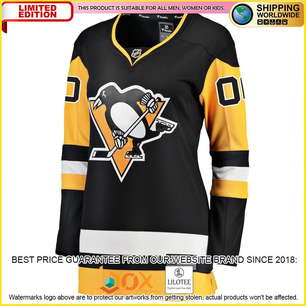 NEW Pittsburgh Penguins Fanatics Branded Women's Home Custom Black Premium Hockey Jersey 2