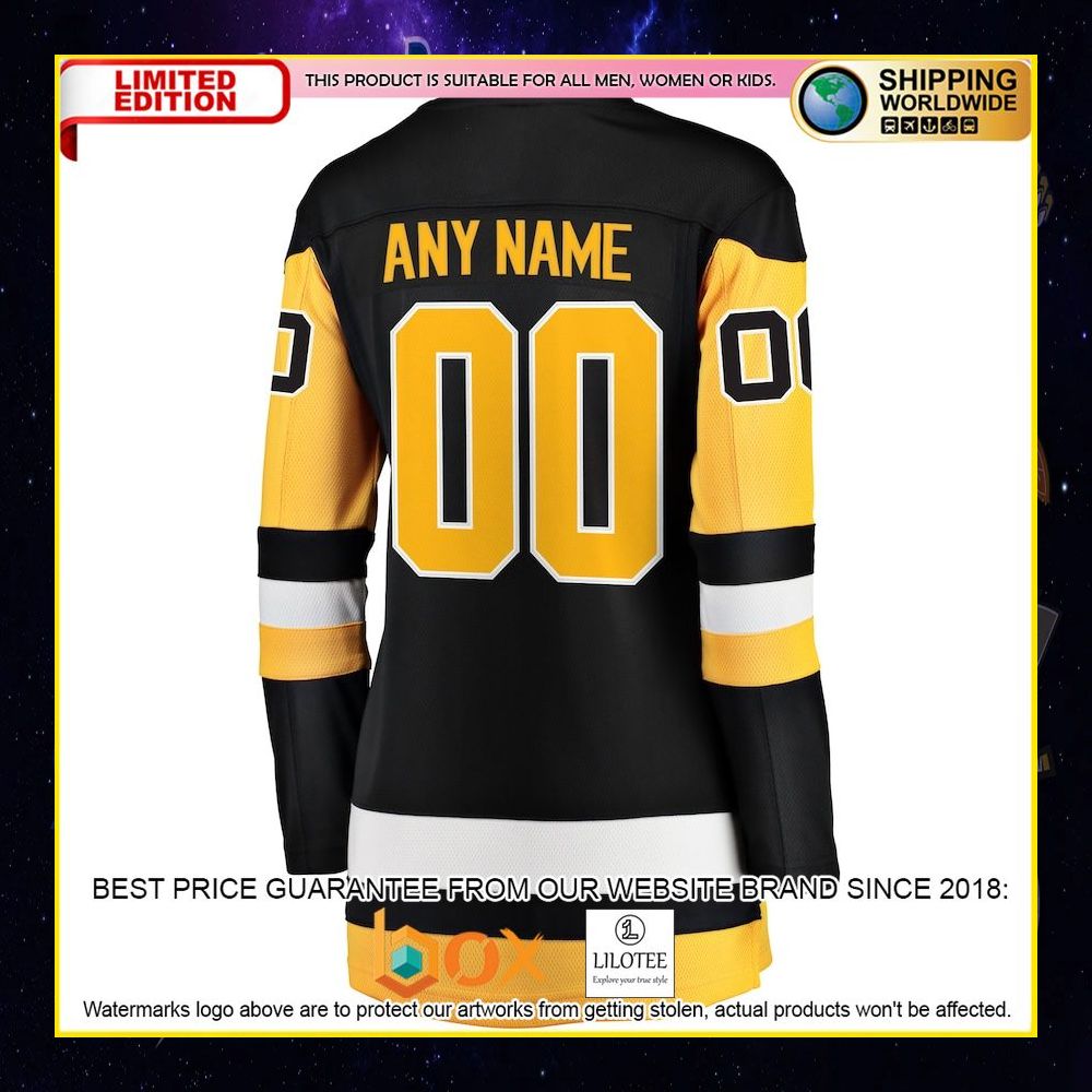 NEW Pittsburgh Penguins Fanatics Branded Women's Home Custom Black Premium Hockey Jersey 9