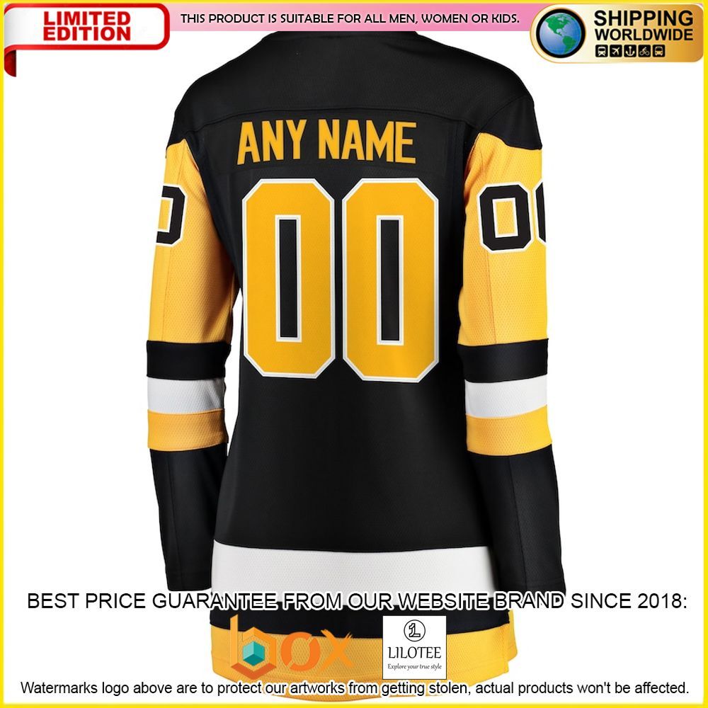 NEW Pittsburgh Penguins Fanatics Branded Women's Home Custom Black Premium Hockey Jersey 3