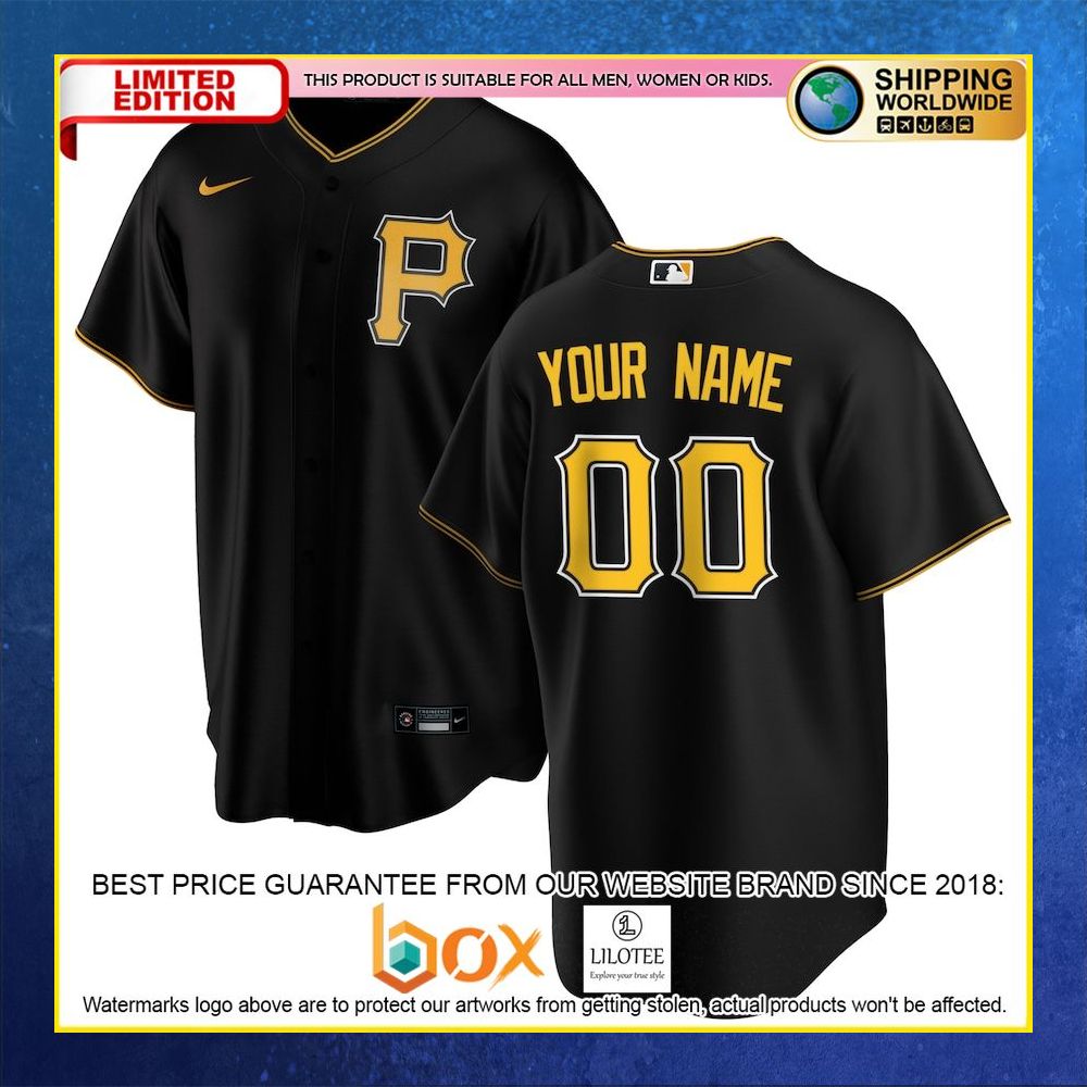 HOT Pittsburgh Pirates Custom Name Number Black Baseball Jersey Shirt 4