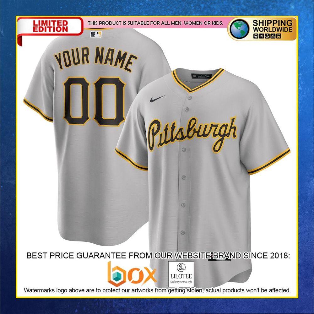 HOT Pittsburgh Pirates Custom Name Number Gray Baseball Jersey Shirt 4