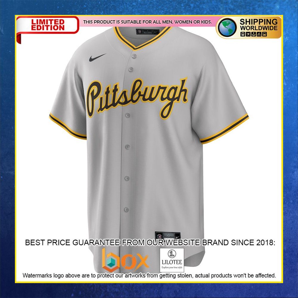 HOT Pittsburgh Pirates Custom Name Number Gray Baseball Jersey Shirt 5