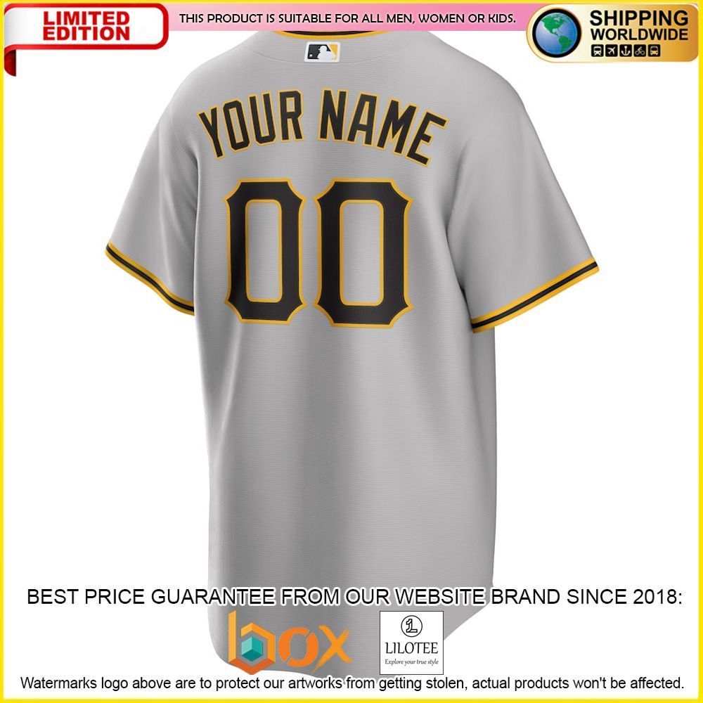 HOT Pittsburgh Pirates Custom Name Number Gray Baseball Jersey Shirt 3