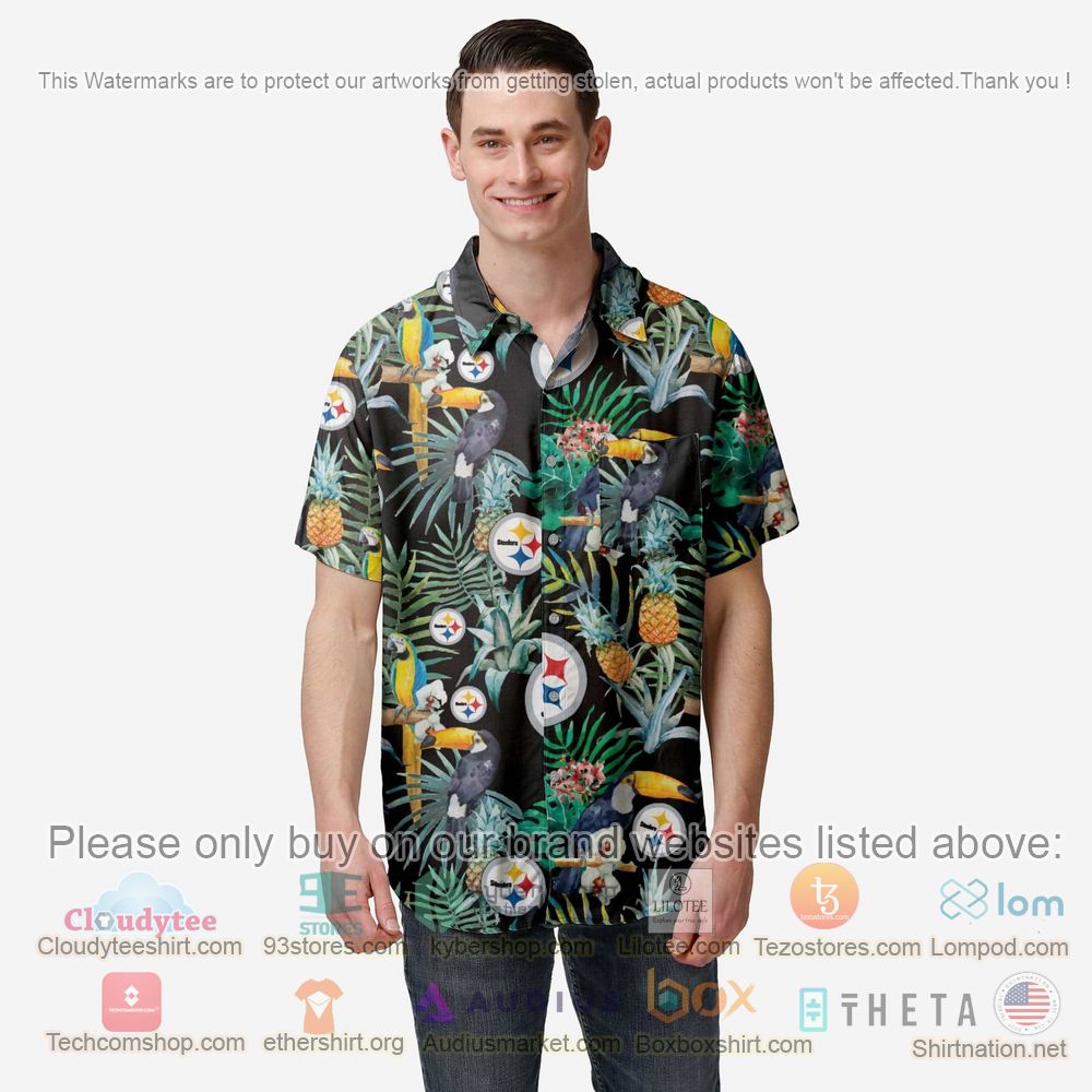 HOT Pittsburgh Steelers Floral Button-Up Hawaii Shirt 2