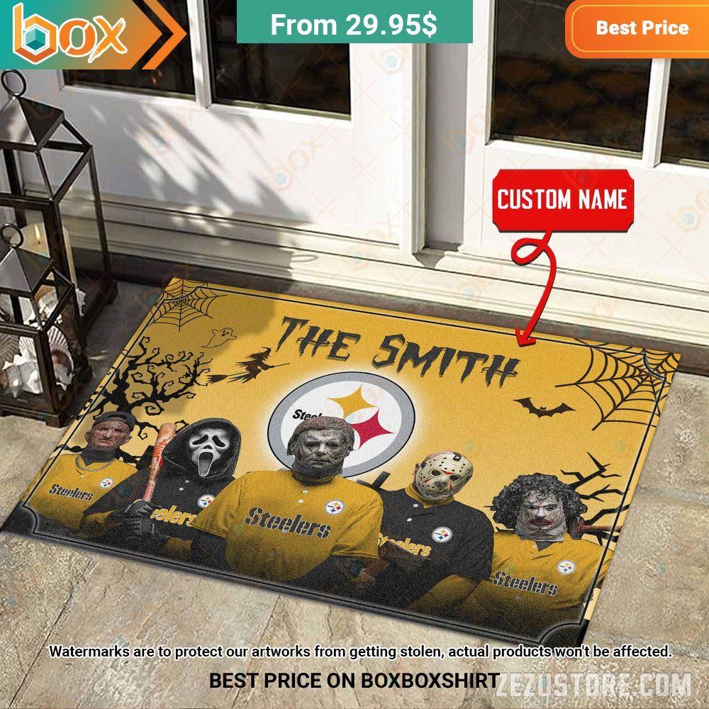 Pittsburgh Steelers Freddy Krueger Ghostface Michael Myers Jason Voorhees Leatherface Custom Halloween Doormat 10