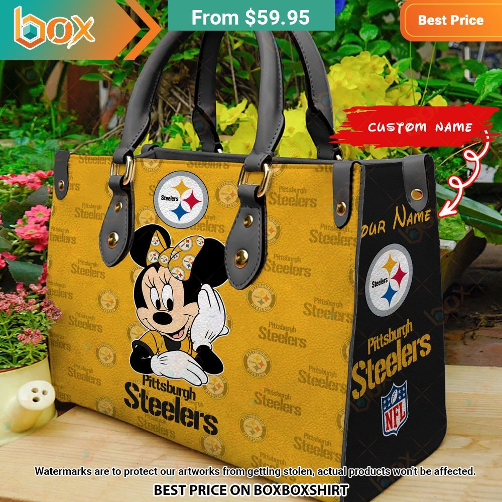 Pittsburgh Steelers Minnie Mouse Leather Handbag 1