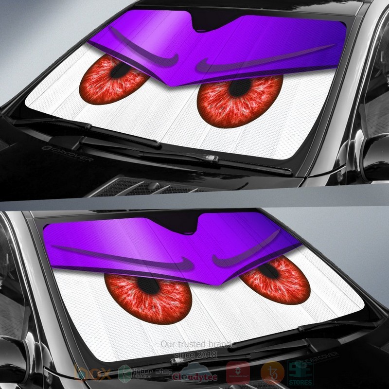Purple Unwelcome Cartoon Eyes Car Sunshade 2