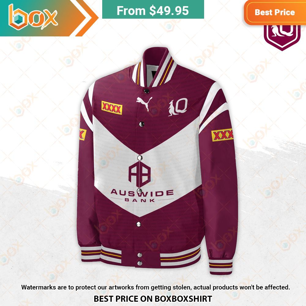 Queensland Maroons Auswide Bank Custom Baseball Jacket 2