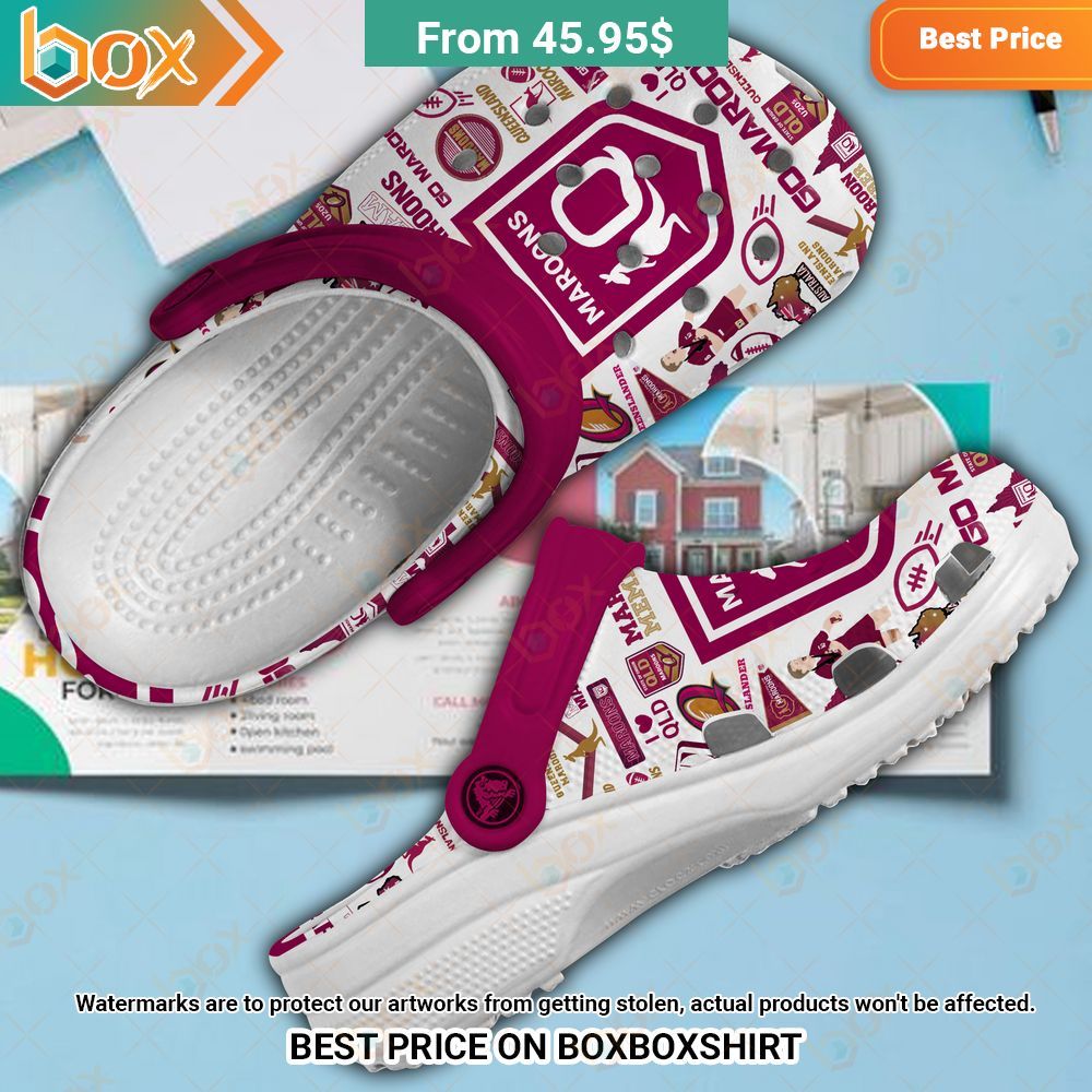 Queensland Maroons Crocs Clog Shoes 6