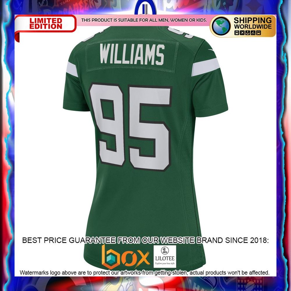 NEW Quinnen Williams New York Jets Women's Gotham Green Football Jersey 7