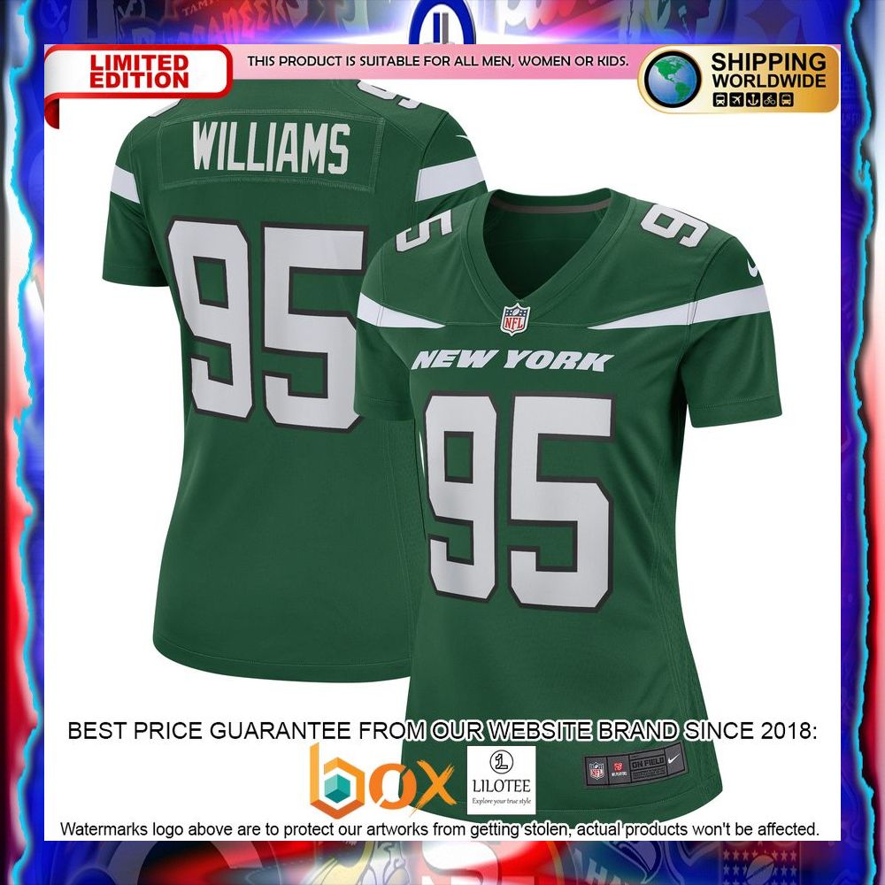 NEW Quinnen Williams New York Jets Women's Gotham Green Football Jersey 8