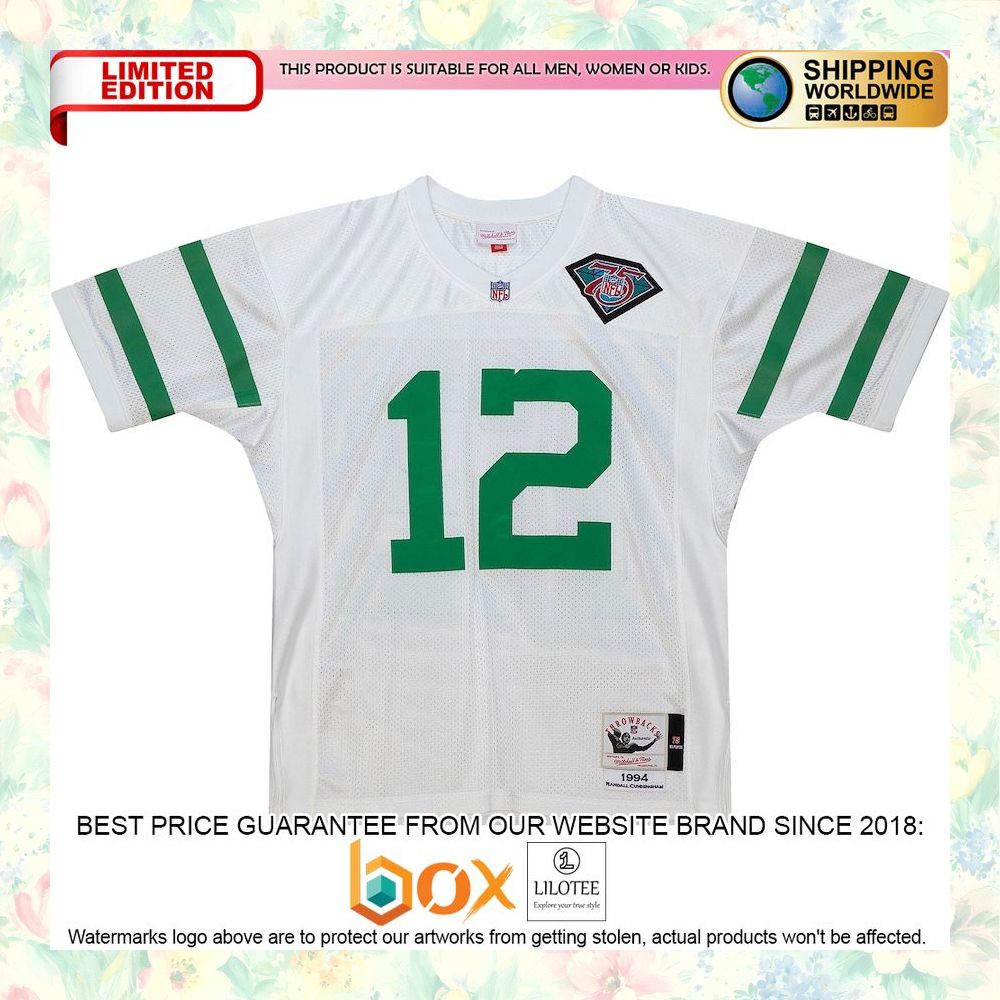 BEST Randall Cunningham Philadelphia Eagles Mitchell & Ness 1994 Authentic Retired Player White Football Jersey 5
