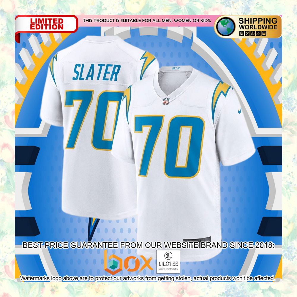 BEST Rashawn Slater Los Angeles Chargers White Football Jersey 4