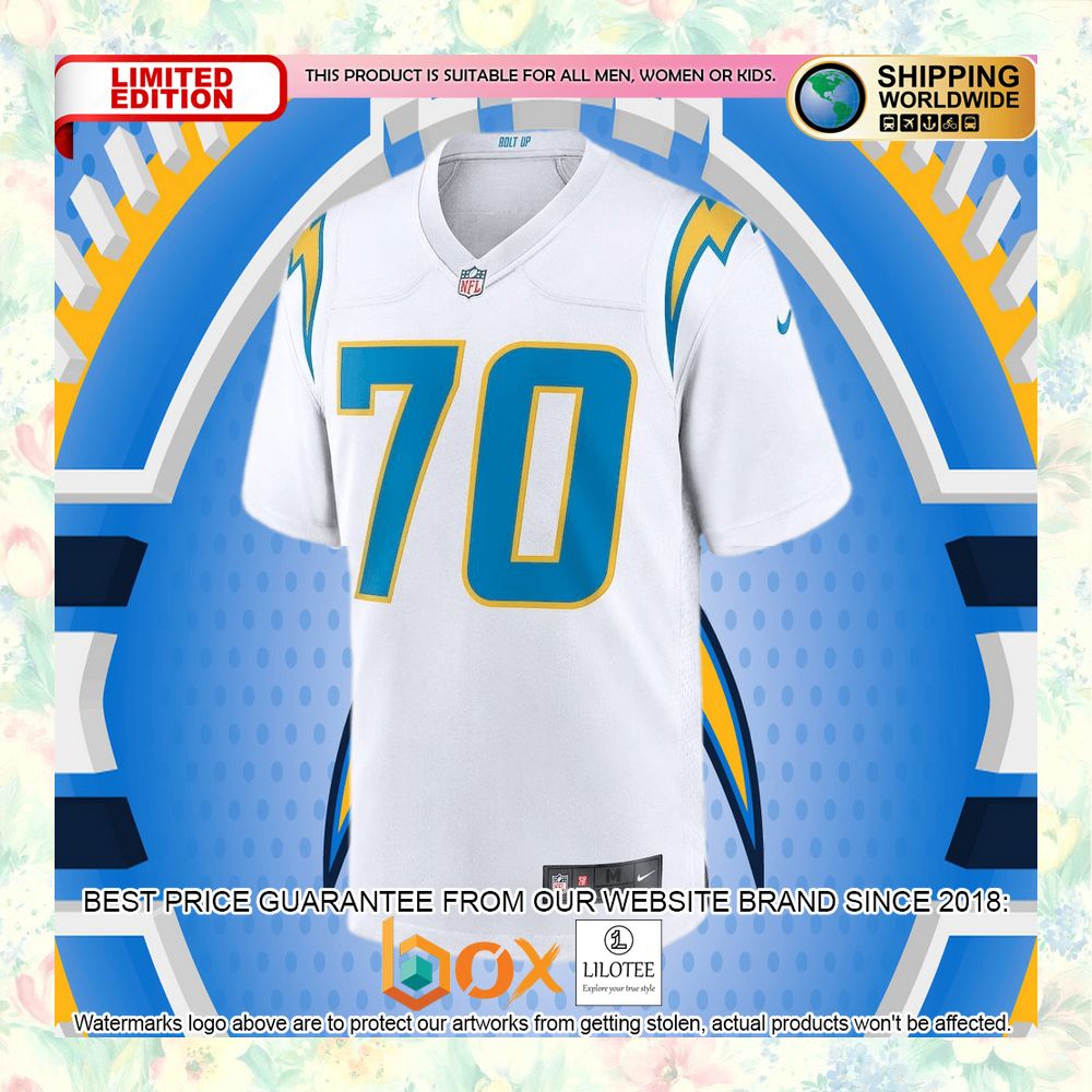 BEST Rashawn Slater Los Angeles Chargers White Football Jersey 5