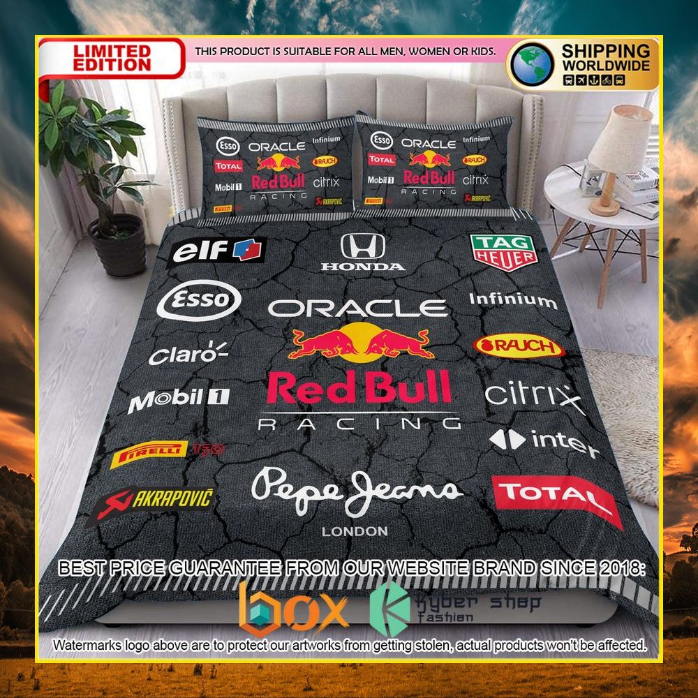 NEW Red Bull & Logo Racing Crack Luxury Bedding Set 5