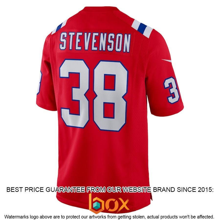 BEST Rhamondre Stevenson New England Patriots Alternate Player Red Football Jersey 3