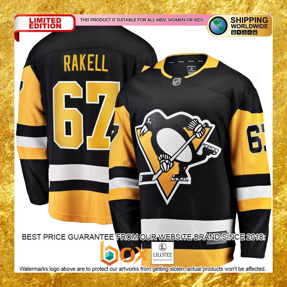 NEW Rickard Rakell Pittsburgh Penguins Home Player Black Hockey Jersey 5