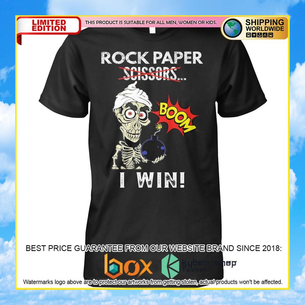 NEW Rock Paper Scissors BOOM I Win Skull Shirt, Hoodie 20
