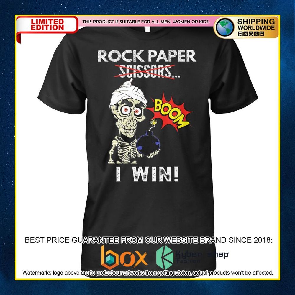 NEW Rock Paper Scissors BOOM I Win Skull Shirt, Hoodie 5