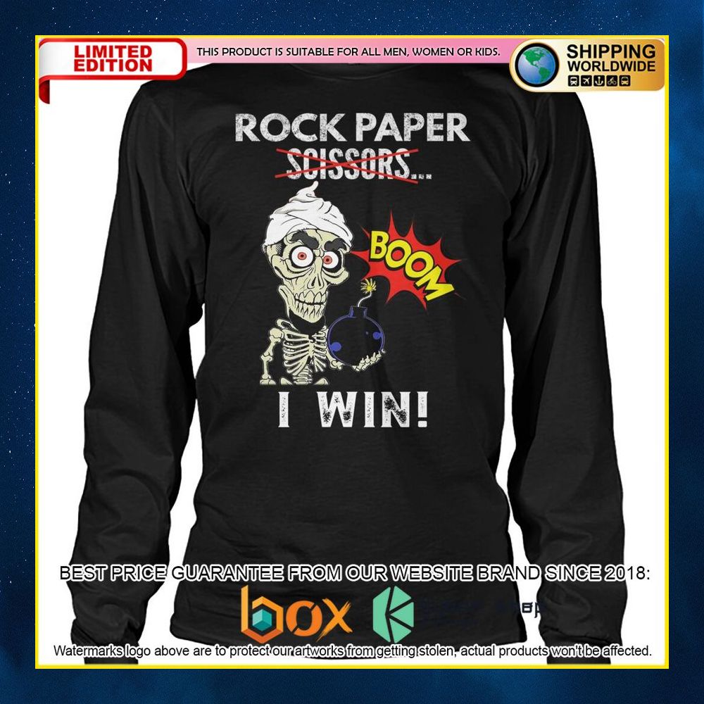 NEW Rock Paper Scissors BOOM I Win Skull Shirt, Hoodie 17