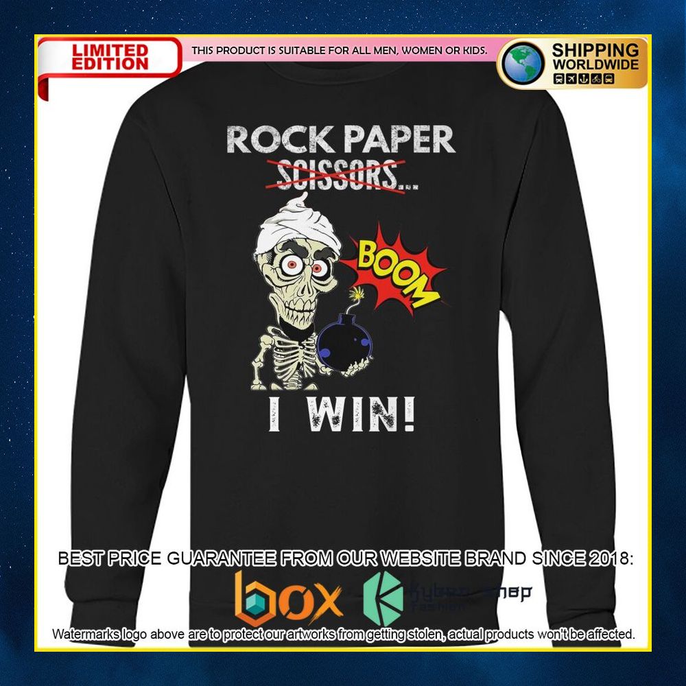 NEW Rock Paper Scissors BOOM I Win Skull Shirt, Hoodie 18