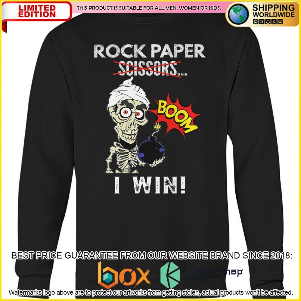 NEW Rock Paper Scissors BOOM I Win Skull Shirt, Hoodie 14