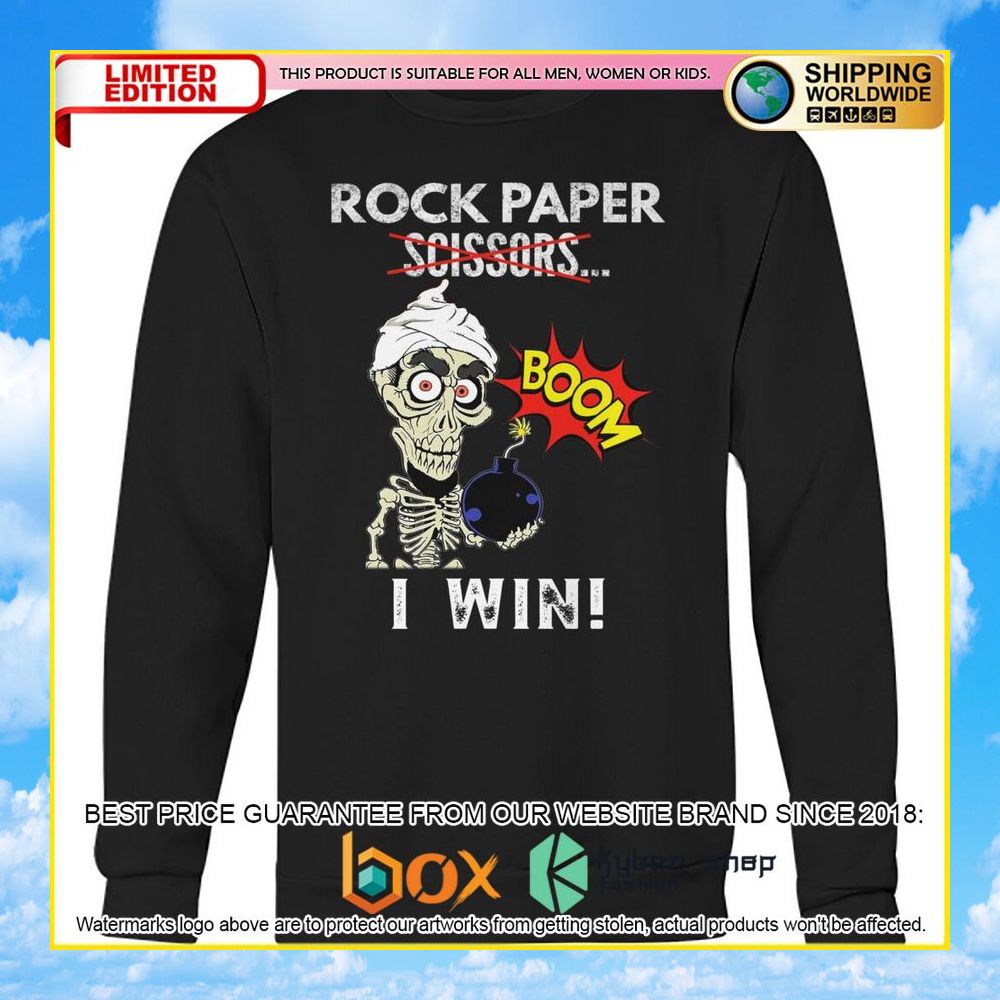 NEW Rock Paper Scissors BOOM I Win Skull Shirt, Hoodie 11