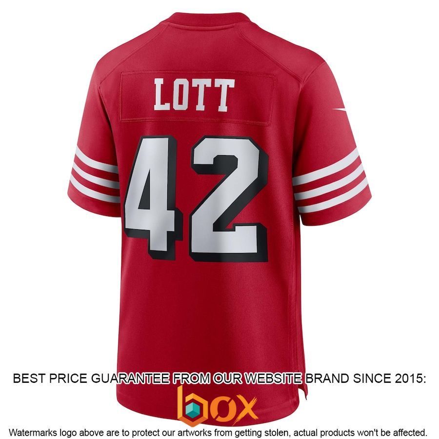BEST Ronnie Lott San Francisco 49ers Retired Alternate Scarlet Football Jersey 3