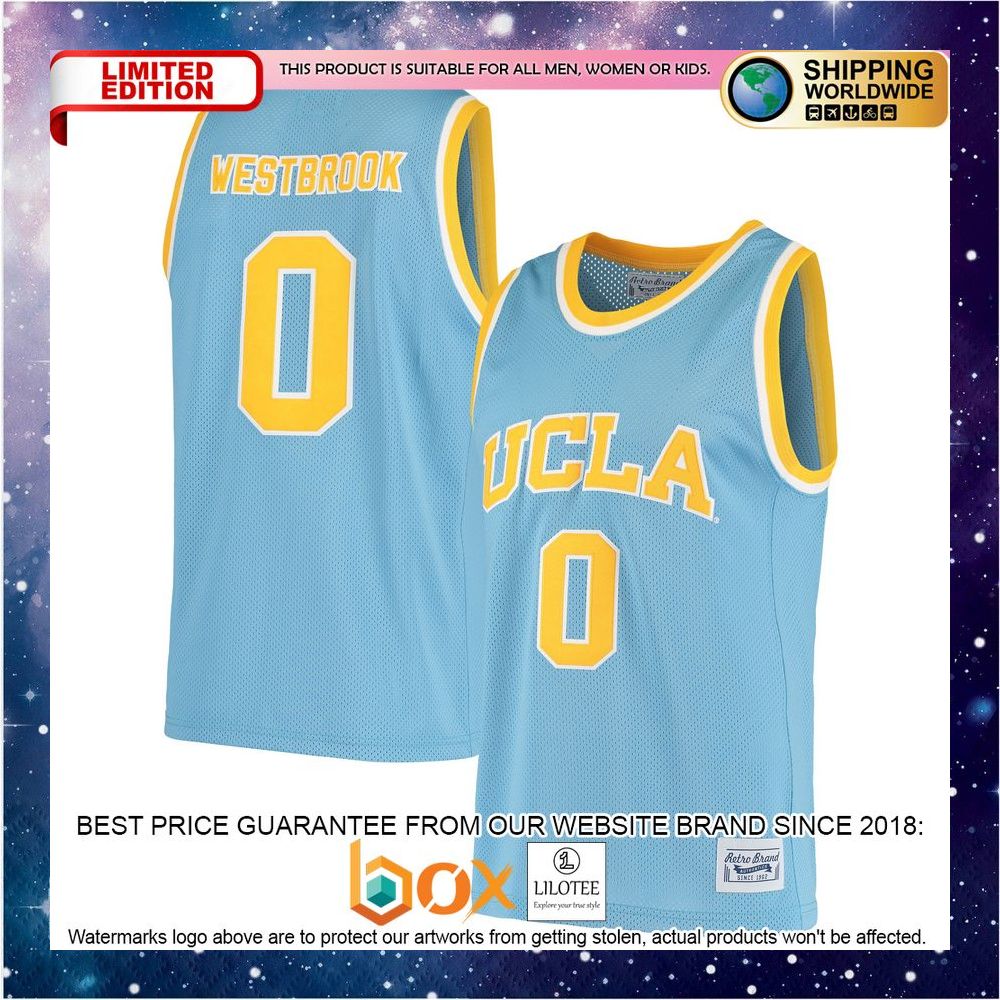 NEW Russell Westbrook UCLA Bruins Original Retro Brand Alumni Blue Basketball Jersey 1