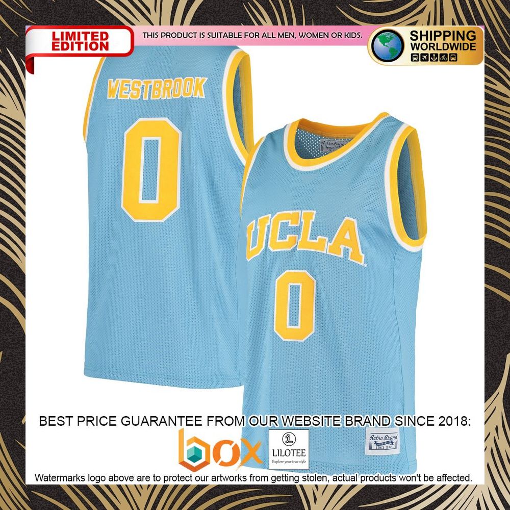 NEW Russell Westbrook UCLA Bruins Original Retro Brand Alumni Blue Basketball Jersey 6